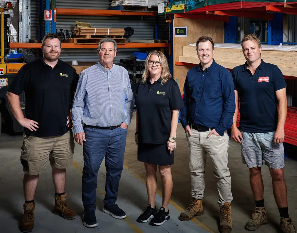 Brisbane Building Products team group photo with staff members.